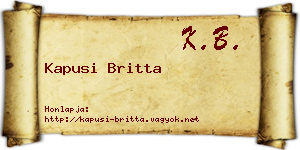 Kapusi Britta névjegykártya